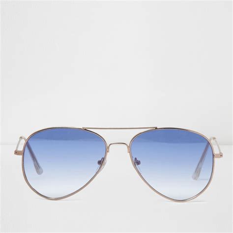 blue tinted aviator sunglasses.